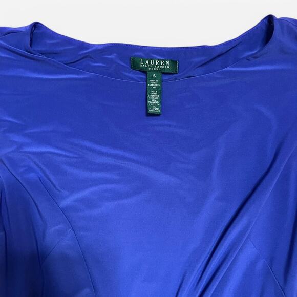 Lauren Ralph Lauren Women’s Size 16 Royal Purple Draped Front Sleeveless Dress - Picture 2 of 4